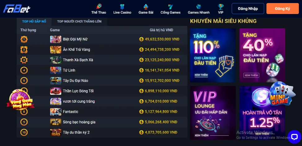 Các trò chơi sòng bạc đa dạng tại 98win98 win